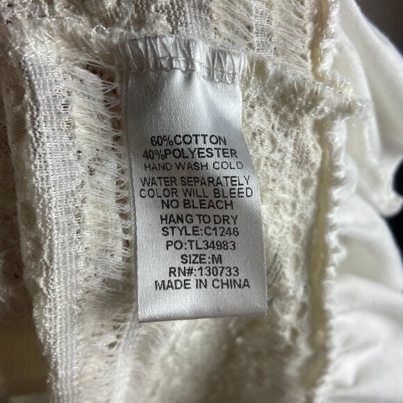 Umgee Size M Cream ivory lace Boho Lace Crochet Ruffle Top Blouse Cottage - Picture 2 of 8